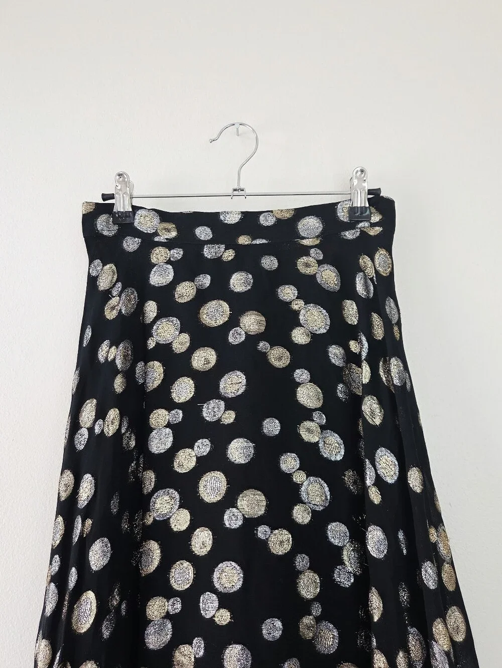 Halston Heritage Vintage Bubble Metallic  Polka Dot Midi Skirt Size 6